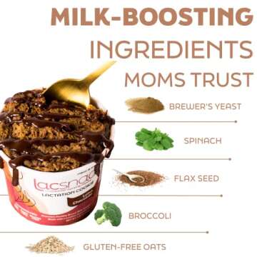 Lacsnac Lactation Cookie Cup Variety Pack - Chocolate Chip Bliss, Lotsa Chocolate, S'mores (1.8 oz, Pack of 6) for Nursing Moms - Made With Flax Seeds, Brewer’s Yeast, Spinach - Promotes Lactation