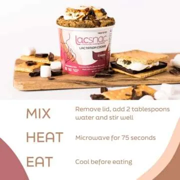 Lacsnac Lactation Cookie Cup Variety Pack - Chocolate Chip Bliss, Lotsa Chocolate, S'mores (1.8 oz, Pack of 6) for Nursing Moms - Made With Flax Seeds, Brewer’s Yeast, Spinach - Promotes Lactation