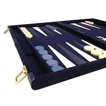 Deluxe Backgammon Set - Board Game (Blue - 18"x12")