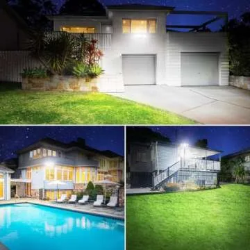 Onforu 60W Flood Lights Outdoor, 6000LM Brightness Security Lights Switch Controlled, 3 Adjustable Heads, IP65 Waterproof, 6500K Wall Mount Exterior LED Flood Light