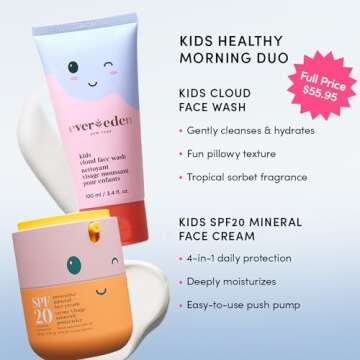 Kids Happy Morning DUO: Clean & Vegan Skin Care for Kids Bundle | Kids Skin Care Cloud Face Wash + S...