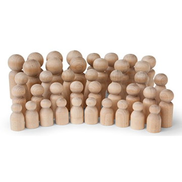 Koalabu Unfinished Wooden Peg Dolls - 40 Creative Shapes