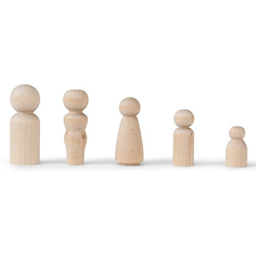 Koalabu Unfinished Wooden Peg Dolls - 40 Creative Shapes