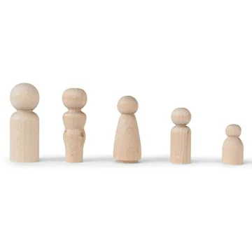 Koalabu Unfinished Wooden Peg Dolls - 40 Creative Shapes