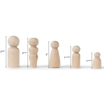 Koalabu Unfinished Wooden Peg Dolls - 40 Creative Shapes