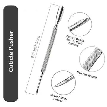 4-Pack Cuticle Pusher - Dual-Sided, Sharp Edge Spoon Shaped, Double Ended Stainless Steel Surgical G...