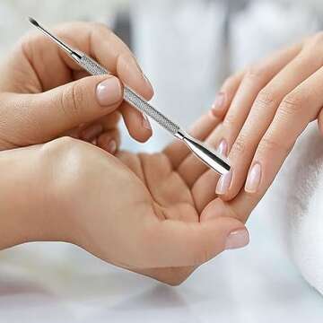 4-Pack Cuticle Pusher - Dual-Sided, Sharp Edge Spoon Shaped, Double Ended Stainless Steel Surgical Grade Nail Care Tools for Professional Manicure and Pedicure