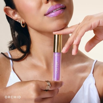 City Beauty City Lips Plumping Lip Gloss Orchid - High-Shine Gloss for Fuller, Younger-Looking Lips | Hydrating & Smoothing Lip Treatment Hyaluronic Acid