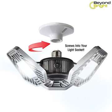 Ontel Beyond Bright LED Ultra-Bright Garage Light - Adjustable, Energy Efficient Lighting