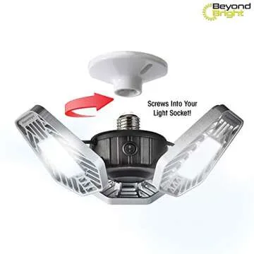 Ontel Beyond Bright LED Ultra-Bright Garage Light - Adjustable, Energy Efficient Lighting