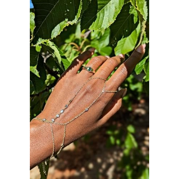 Elegant Gold Hand Chain Bracelet with Diamonds for Women