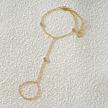 Elegant Gold Hand Chain Bracelet with Diamonds for Women