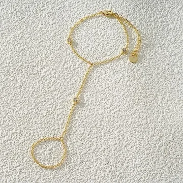 Elegant Gold Hand Chain Bracelet with Diamonds for Women