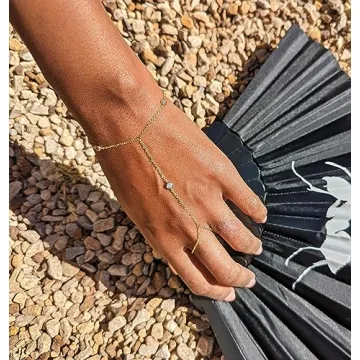 Elegant Gold Hand Chain Bracelet with Diamonds for Women