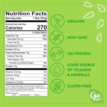 Go Raw Organic Sprouted Pumpkin Seed Bars - Keto Superfood