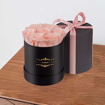 NATROSES Preserved Real Roses in a Box, Flowers That Last Up to 3 Years, Long Lasting Roses Gifts for Her, Birthday Gifts for Women (Powder Pink)