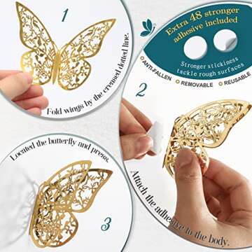 48 Butterfly Wall Decor Stickers for Parties and Home Decor