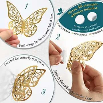 48 Butterfly Wall Decor Stickers for Parties and Home Decor