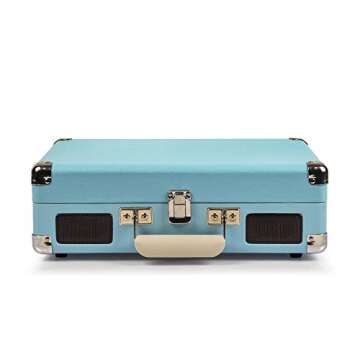 Crosley CR8005D-TU Cruiser Deluxe Vintage 3-Speed Bluetooth Suitcase Vinyl Record Player Turntable, Aqua