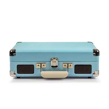Crosley CR8005D-TU Cruiser Deluxe Vintage 3-Speed Bluetooth Suitcase Vinyl Record Player Turntable, Aqua
