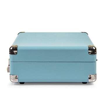 Crosley CR8005D-TU Cruiser Deluxe Vintage 3-Speed Bluetooth Suitcase Vinyl Record Player Turntable, Aqua