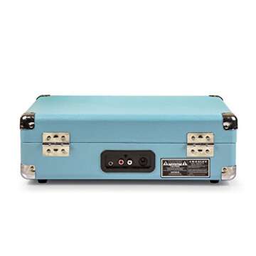 Crosley CR8005D-TU Cruiser Deluxe Vintage 3-Speed Bluetooth Suitcase Vinyl Record Player Turntable, Aqua