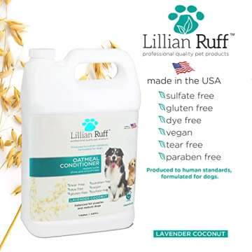 Lillian Ruff Calming Oatmeal Pet Conditioner for Dry Skin & Itch Relief with Aloe & Hydrating Essent...