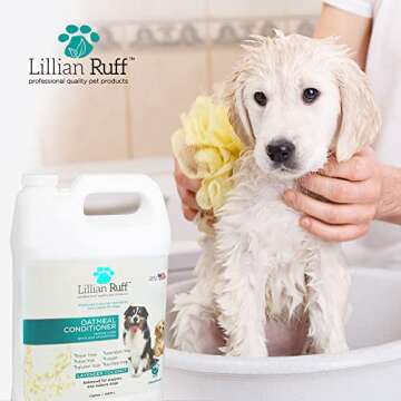 Lillian Ruff Calming Oatmeal Pet Conditioner for Dry Skin & Itch Relief with Aloe & Hydrating Essential Oils - Replenish Moisture & Deodorize - Soothing Conditioner for Normal/Sensitive Skin (Gallon)