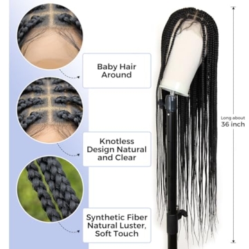 KRALER 36 Inch Box Braided Wigs for Women- Stylish & Versatile