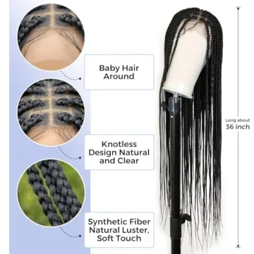 KRALER 36 Inch Box Braided Wigs for Women- Stylish & Versatile