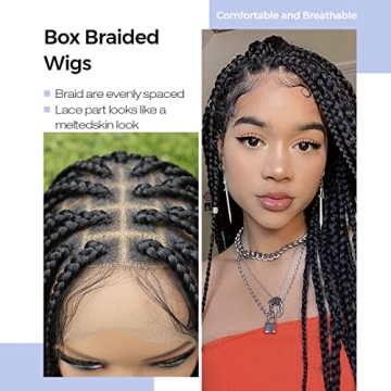 KRALER 36 Inch Box Braided Wigs for Women- Stylish & Versatile