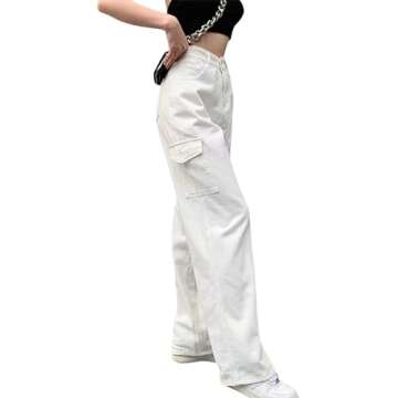 LONGYIDA Baggy Jeans for Women Y2K Stretch High Waisted Straight Wide Leg Denim Jeans Casual Cargo P...