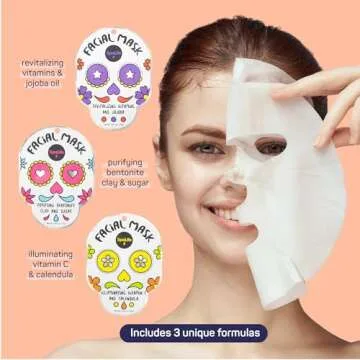 SpaLife Dia de Muertos Facial Mask Variety Pack - 9 Count for Hydrating and Refreshing Skin Care Korean Sheet Masks - Moisturizing Face Mask Sheets for Spa-Like Skin Rejuvenation