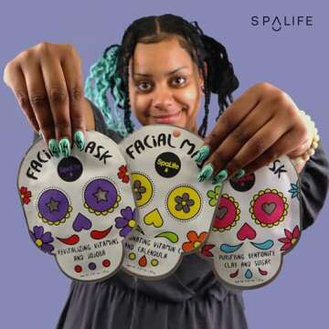 SpaLife Dia de Muertos Facial Mask Variety Pack - 9 Count for Hydrating and Refreshing Skin Care Korean Sheet Masks - Moisturizing Face Mask Sheets for Spa-Like Skin Rejuvenation