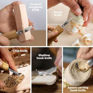 Deluxe Wood Carving Kit - 5pc Whittling Knife Set
