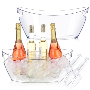 Elegant Acrylic Ice Buckets for Parties, 5.5L Set with Scoops