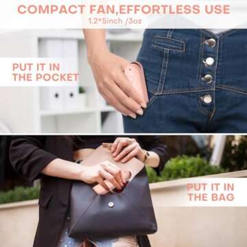 Nezylaf Handheld Mini Fan，Portable Small Pocket Fan，Rechargeable Personal Fan with Power Bank 20...