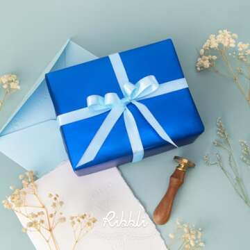 Ribbli Light Blue Satin Ribbon Double Faced Satin 1/2 inch x Continuous 50 Yards-Light Blue Ribbon f...