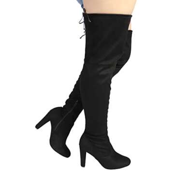Wild Diva AMAYA-01 Women's Thigh High Stretch Boot - Trendy High Heel Shoe - Sexy Over The Knee Pull...