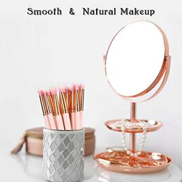 Logiverl 15 Pieces Eye Makeup Brushes Included Eyeshadow Eyebrow Concealer Blending Mini Fan Brush with Wooden Handle(Pink)……