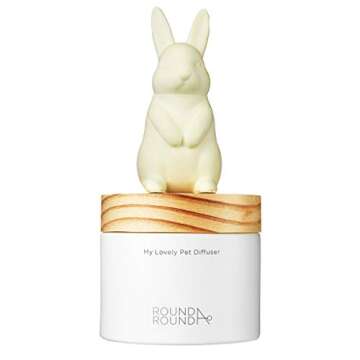 ROUND A’ROUND My Lovely Pet Diffuser 100ml / Gypsum Reed Fragrance Diffuser for Fragrant Homes, Rooms, Office, Bathroom, Living Room, Great Home Fragrance Gift (Bunny)