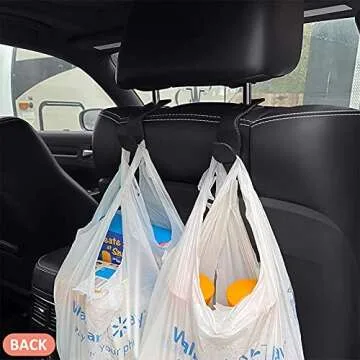 TISOHUGO Car Purse Hook, Back Seat Headrest Genuine Leather Hangers Durable Vehicle Organizer Accessory for Hanging Grocery Bags, 2 Pack, Beige