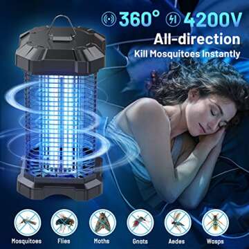 Jawlark Bug Zapper Outdoor, 4200V Electric Mosquito Zapper Indoor, Insect Fly Zapper Waterproof with...