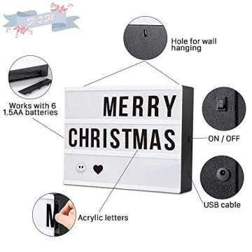 Cinema Light Box, AGM LED A4 Size Cinematic Light Box with 90 Letters