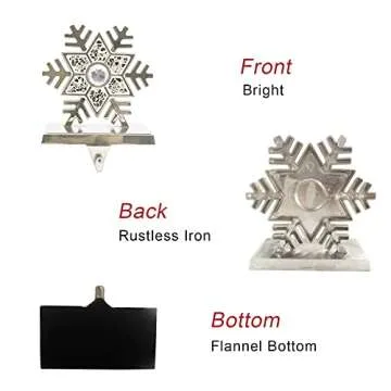 CARAKNOTS Christmas Stocking Holder for Mantel Set of 4 Silver Christmas Stocking Holders Rustic Stocking Hangers for Mantle Fireplace Stocking Hooks for Christmas Party Decoration