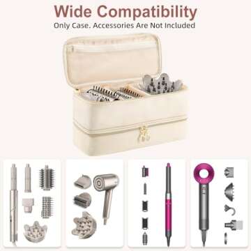 BANJEKT Dyson Airwrap Travel Case, Compatible with Shark Flexstyle, Hair Tools Travel Bag with Double-Layer Case for Travel Dyson Airstraight, Pu Leather