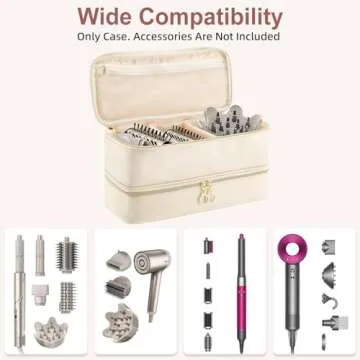 BANJEKT Dyson Airwrap Travel Case, Compatible with Shark Flexstyle, Hair Tools Travel Bag with Double-Layer Case for Travel Dyson Airstraight, Pu Leather