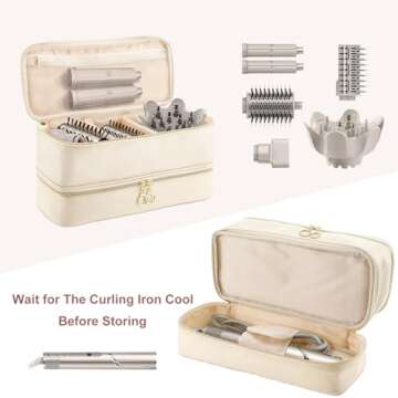 BANJEKT Dyson Airwrap Travel Case, Compatible with Shark Flexstyle, Hair Tools Travel Bag with Double-Layer Case for Travel Dyson Airstraight, Pu Leather