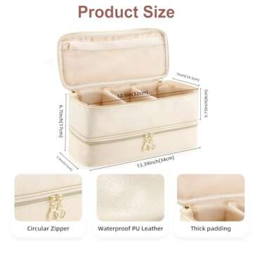 BANJEKT Dyson Airwrap Travel Case, Compatible with Shark Flexstyle, Hair Tools Travel Bag with Double-Layer Case for Travel Dyson Airstraight, Pu Leather