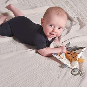 Gerber Baby Soft Crinkle Activity Toy with Teething Ring, Safari, One Size